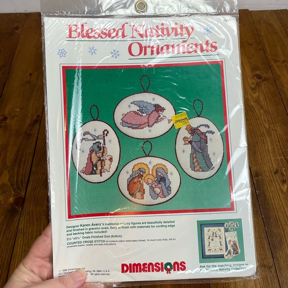 Dimensions Counted Cross stitch ornament kit blessed nativity ornaments - Picture 1 of 3